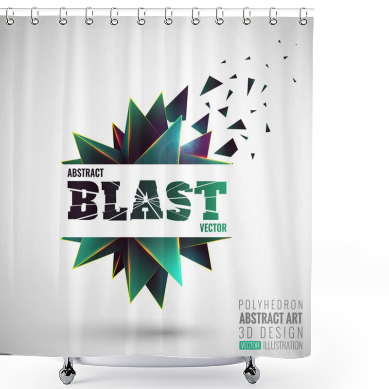 Personality  Abstract Explosion. Vector Polyhedron. Shower Curtains