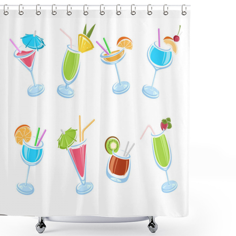 Personality  Cocktail Set. Collection Icon Cocktails. Vector Shower Curtains