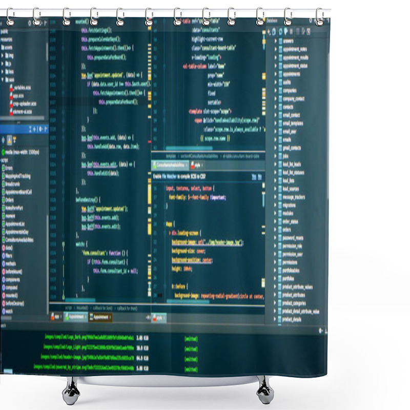 Personality  Database Structure, Code Structure, Concole, Logs, Frontend, Markup, Javascript Source Code For Application Development. Programmer Workflow Shower Curtains