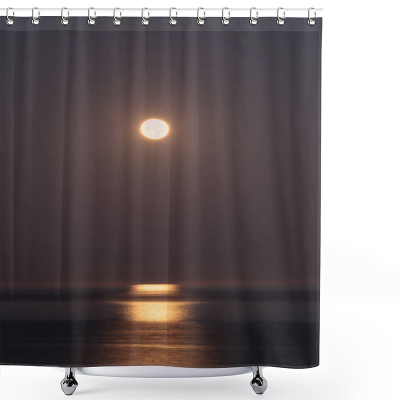 Personality  Super Moon Sets Over The Pacific Ocean Shower Curtains