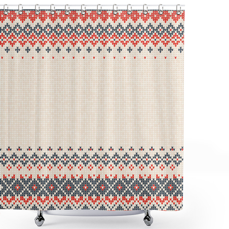 Personality  Scandinavian Or Russian Style Knitted Background With Borders Or Shower Curtains