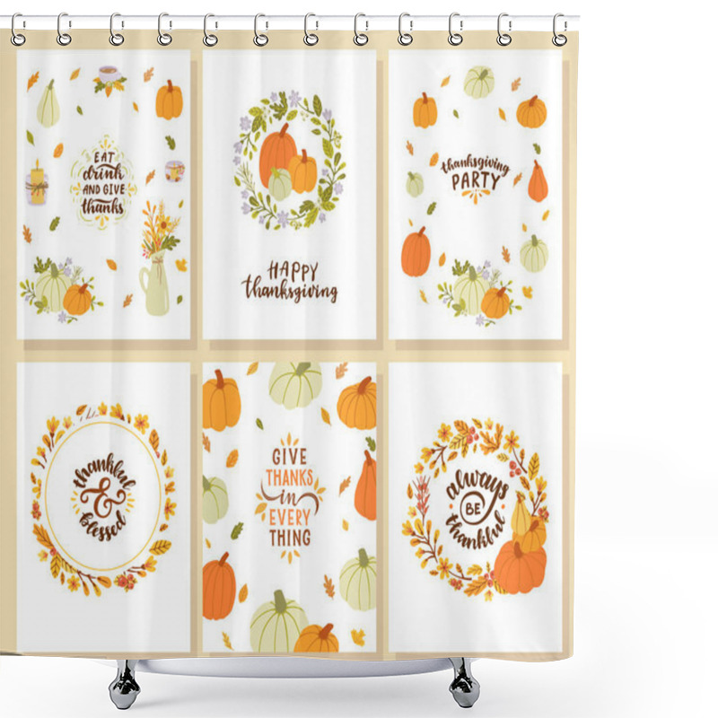 Personality  Set Of Happy Thanksgiving Cards.  Shower Curtains