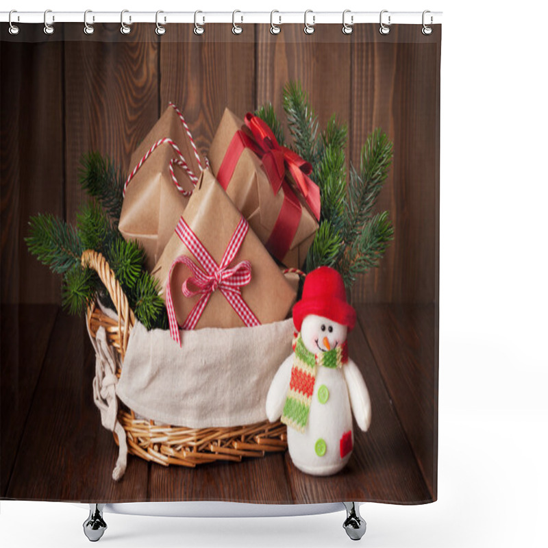 Personality  Christmas Gift Boxes With Snowman Toy Shower Curtains