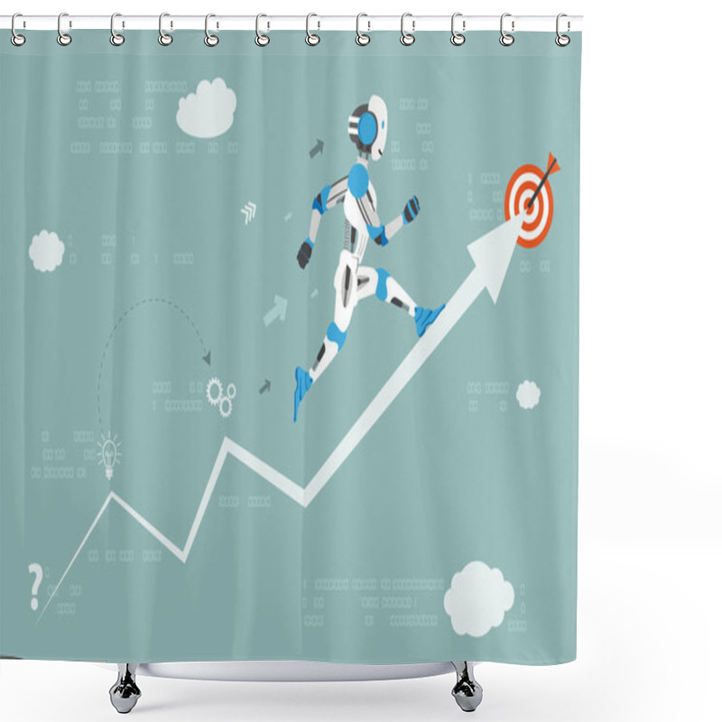 Personality  Cartoon Running Robot Shower Curtains