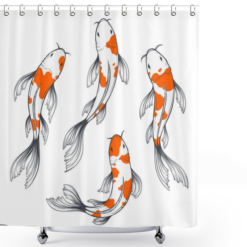 Personality  Koi Fish Set Shower Curtains