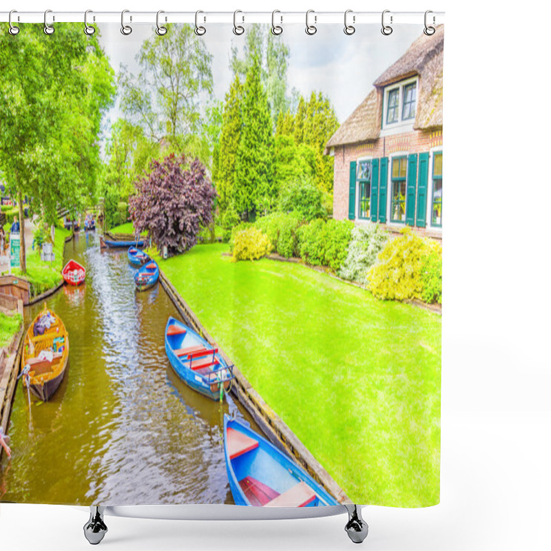 Personality  Typical Dutch Houses And Gardens In Giethoorn, The Netherlands Shower Curtains