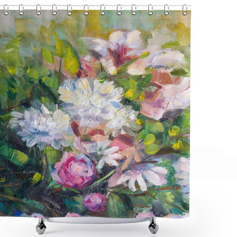 Personality  Painting Still Life Oil Painting Texture, Rose Impressionism Art Shower Curtains