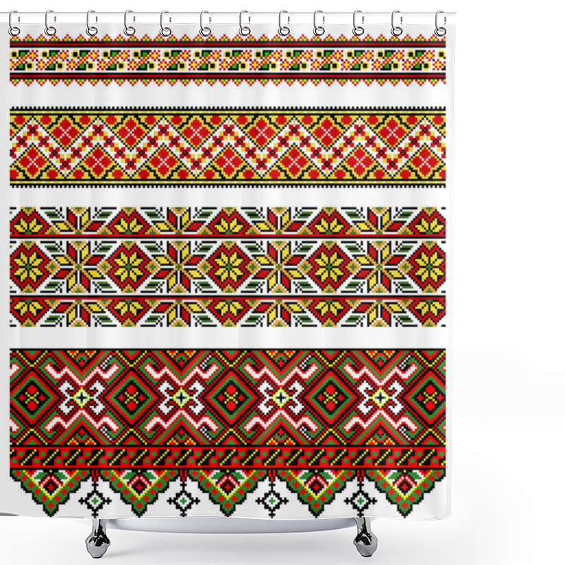 Personality  Ukrainian Embroidery Ornament Shower Curtains