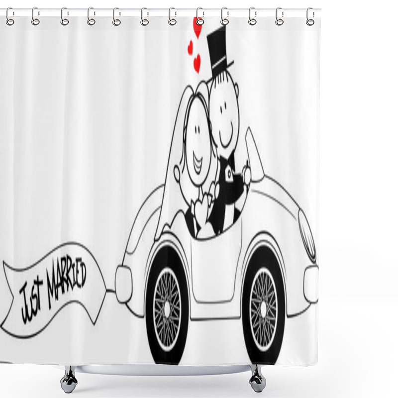 Personality  Wedding Invite Car Funny Shower Curtains