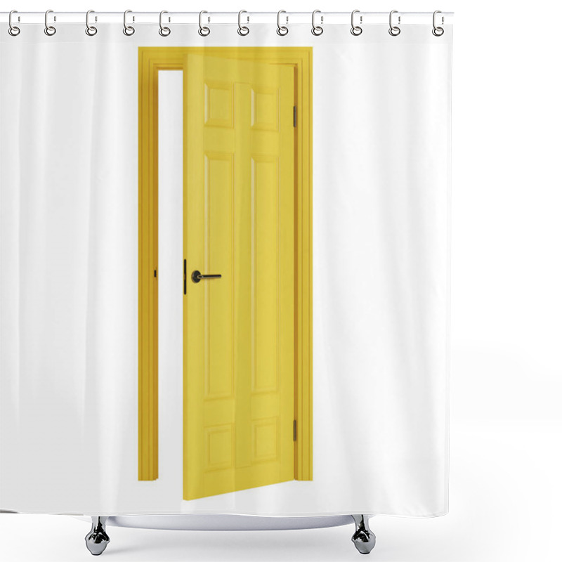 Personality  Yellow Door Isolated On White Background. 3D Rendering. Shower Curtains