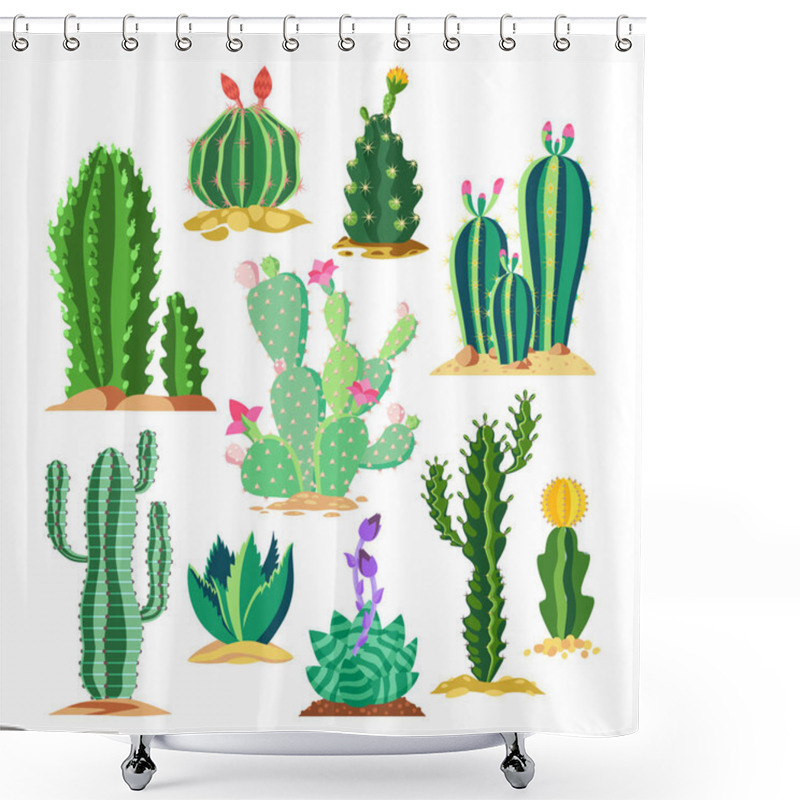 Personality  Set Of Wildlife Cactus Or Succulent Plant Shower Curtains