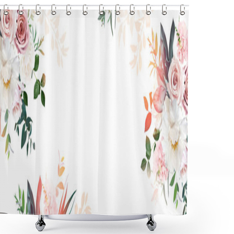 Personality  Floral Banner Arranged From Leaves And Flowers Shower Curtains