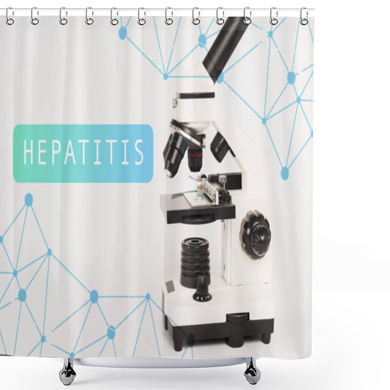 Personality  Microscope Near Hepatitis Lettering On White  Shower Curtains