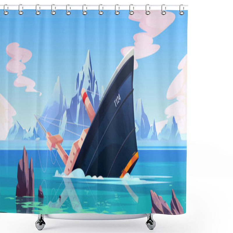 Personality  Shipwreck Accident, Ship Run Aground Sink In Ocean Shower Curtains