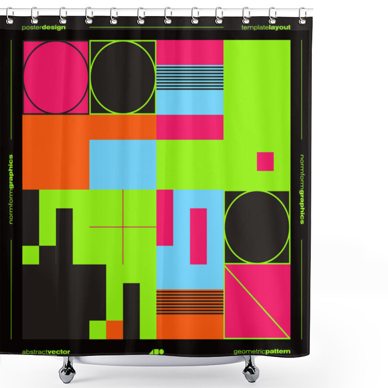 Personality  Postmodern Graphic Design Of Square Size Vector Cover Mockup Created In Modernism And Minimalistic Brutalism Style, Useful For Poster Art, Magazine Front Page, Decorative Print, Web Banner Artwork. Shower Curtains