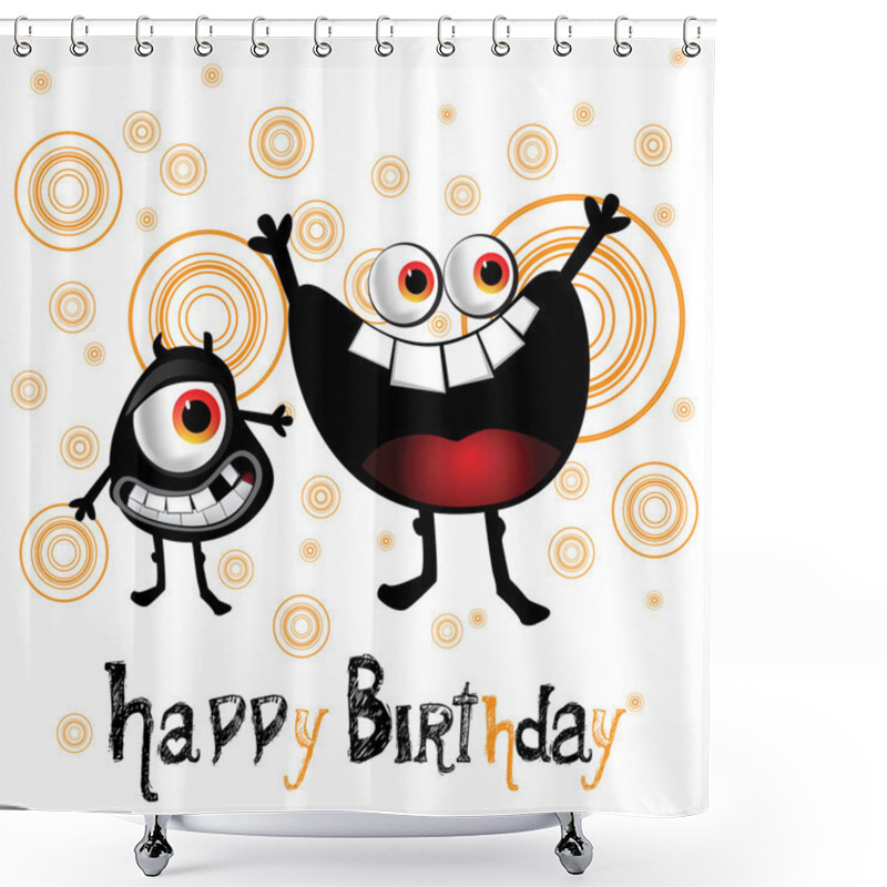 Personality  Happy Birthday Cheerful Monster Smiles Shower Curtains