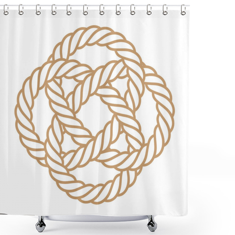 Personality  Vector Silhouette Twisted Line Rope Circle Mat. Mandala - Cloverleaf. Isolated On White Background. Shower Curtains