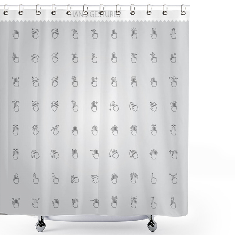 Personality  Simple Web Icons Set: Hand Touch Shower Curtains