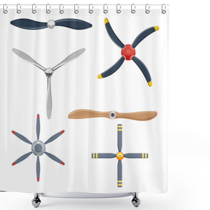 Personality  Airplane Propeller Set Vector Illustration Isolated On White Background Shower Curtains