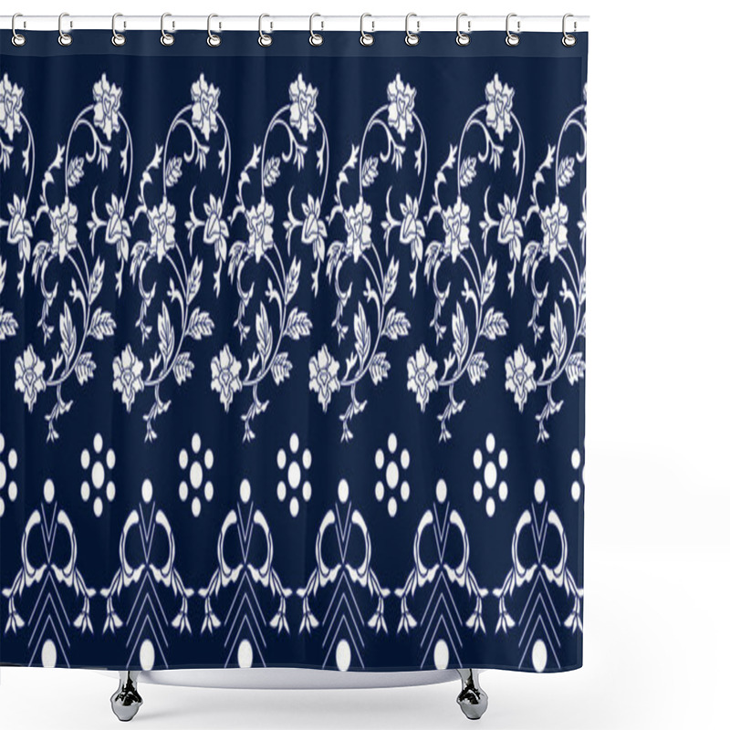 Personality  Seamless Blue White Border With Chinese Motifs. Shower Curtains