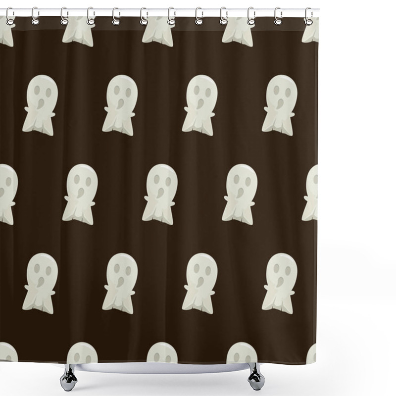 Personality  Black Halloween Seamless Background With Ghosts, Illustration. Shower Curtains