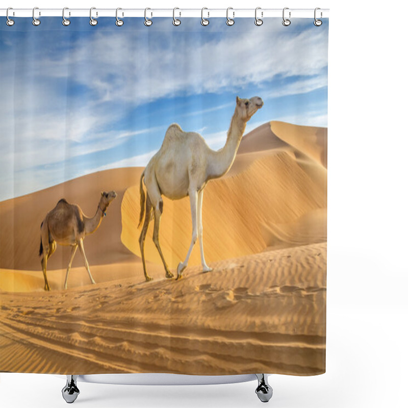 Personality  Camels Walking Through A Desert Shower Curtains