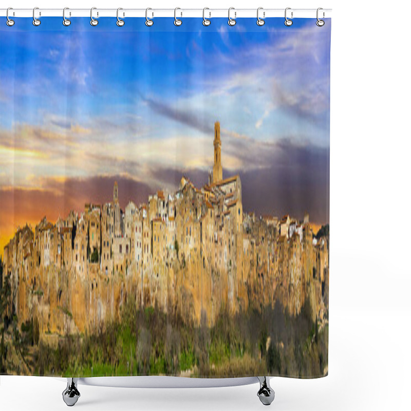 Personality  Medieval Pitigliano Town Over Tuff Rocks In Province Of Grosseto Shower Curtains