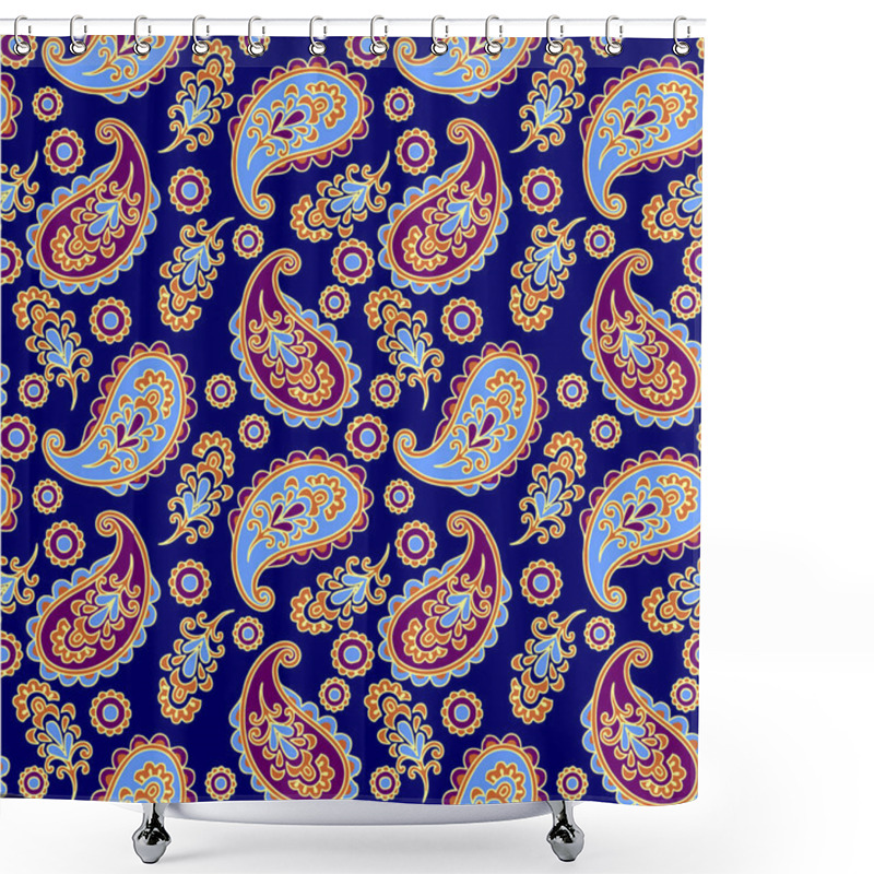 Personality  Seamless Pattern With Paisley And Flowers Shower Curtains