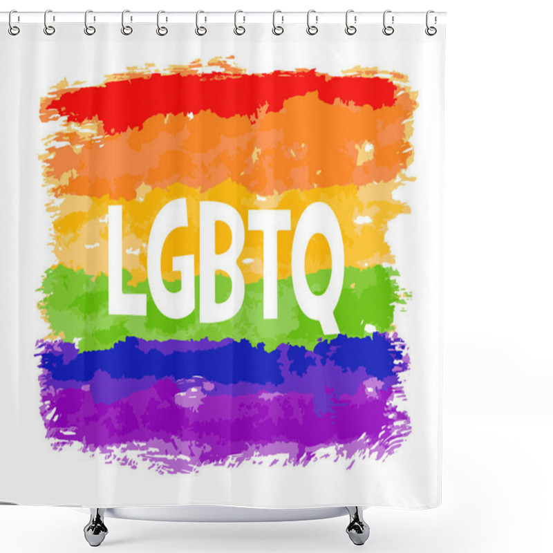 Personality  Rainbow Flag Movement Lgbt, Flat Icon. Symbol Of Sexual Minorities, Gays And Lesbians. T-shirt Print. Mixed Media. Vector Illustration Shower Curtains