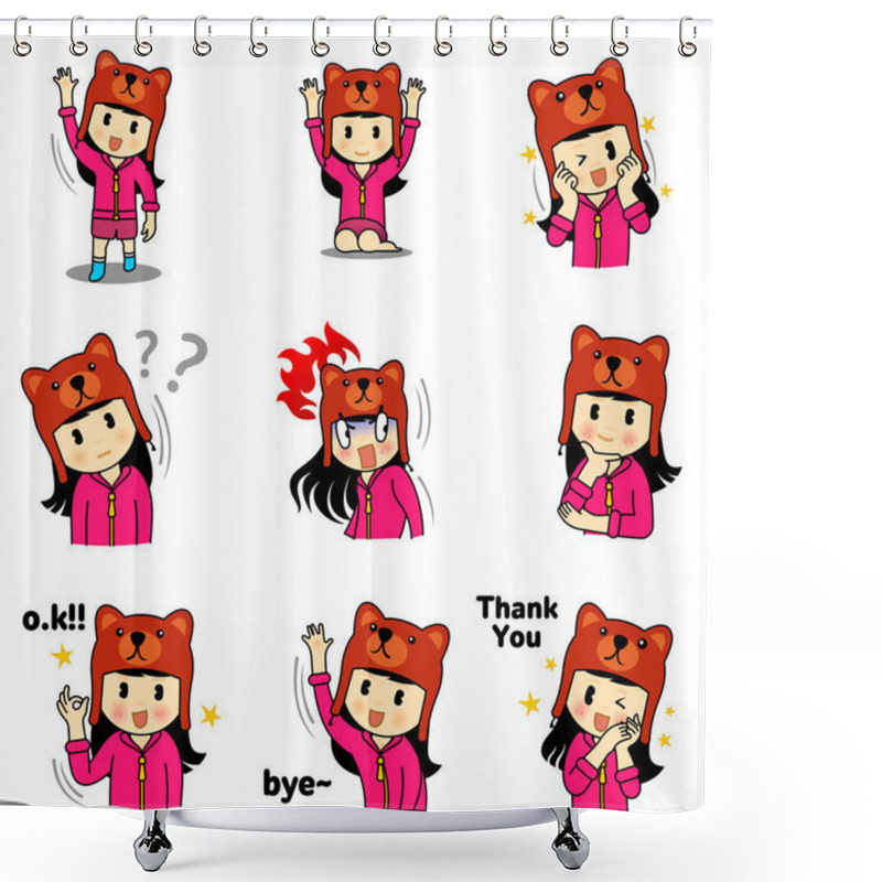 Personality  Girl Bear Sticker Shower Curtains