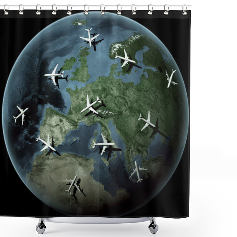 Personality  Planes Over Europe Shower Curtains