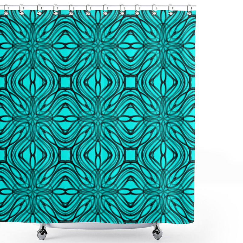 Personality  Seamless Abstract Geometric Floral Monochrome Surface Pattern With Symmetrical Form Repeating Horizontally And Vertically. Use For Fashion Design, Home Decoration, Wallpapers And Gift Packages. Shower Curtains