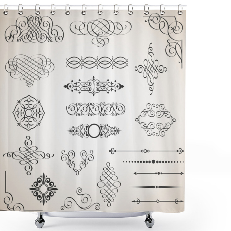 Personality  Vector Set Of Calligraphic Design Elements Shower Curtains