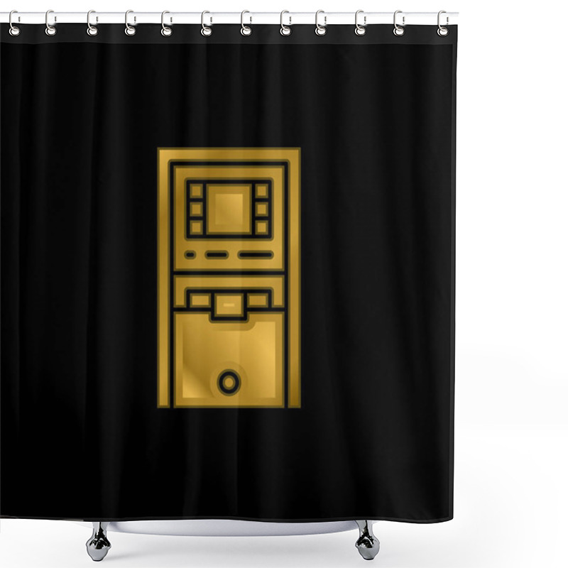 Personality  Atm Machine Gold Plated Metalic Icon Or Logo Vector Shower Curtains