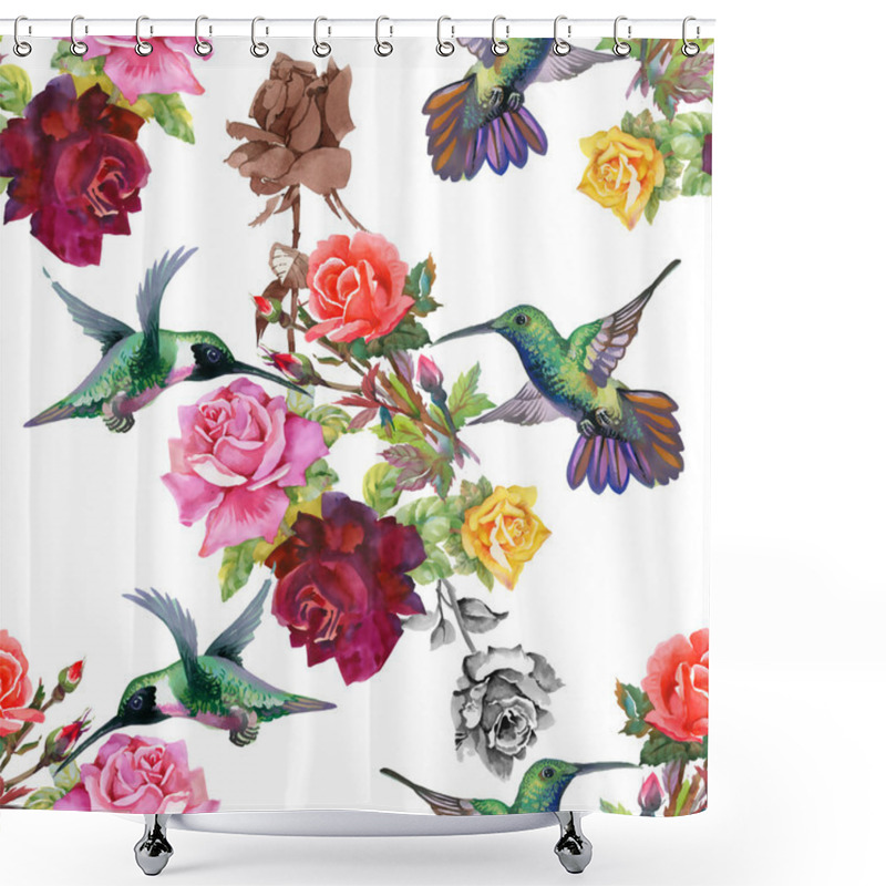 Personality  Exotic Birds With Flowers Shower Curtains