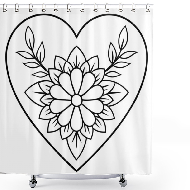 Personality  Vibrant Heart Illustration Made Of Flowers And Leaves Shower Curtains