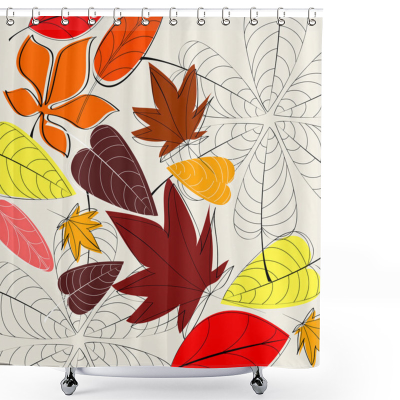 Personality  Elegant Autumn Leaves Illustration Shower Curtains