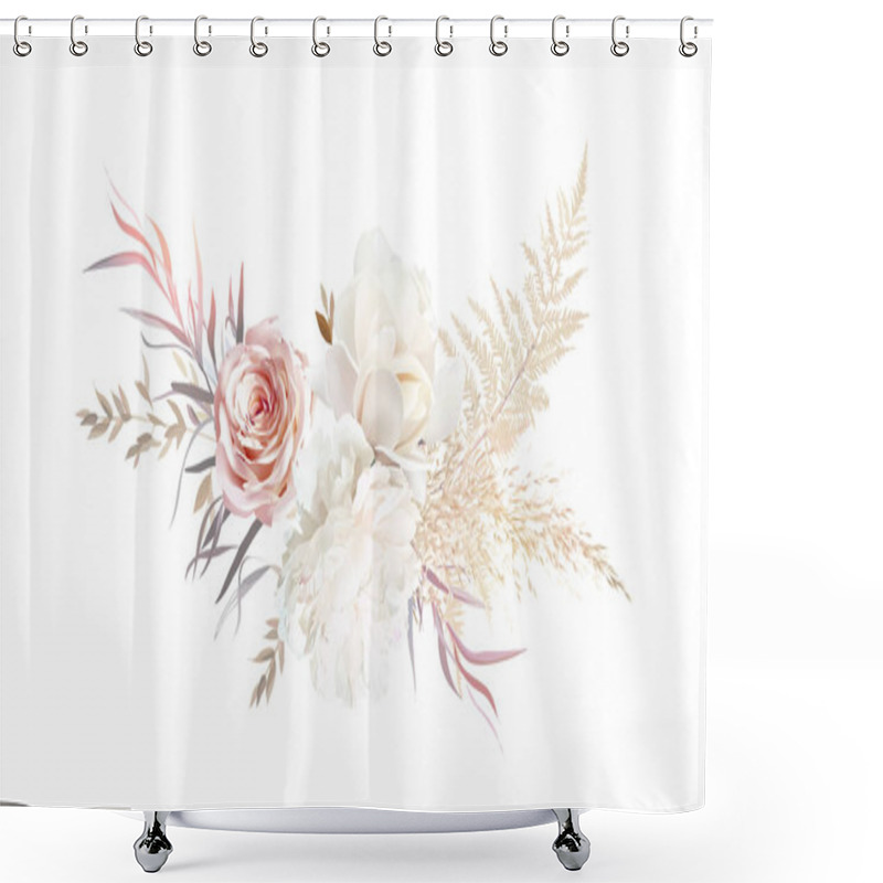 Personality  Luxurious Beige And Blush Trendy Vector Design Bouquet. Shower Curtains