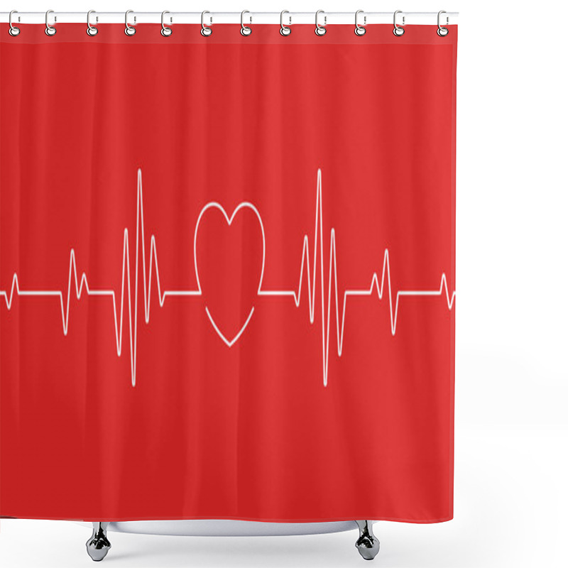 Personality  Heartbeat Health Care And Science Icon Medical Innovation Concept Background Vector Design. Shower Curtains