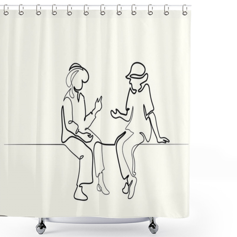 Personality  Two Sitting Old Women Talking Shower Curtains