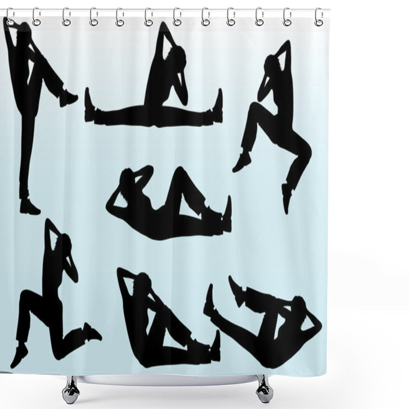 Personality  Woman Aerobic Poses Shower Curtains