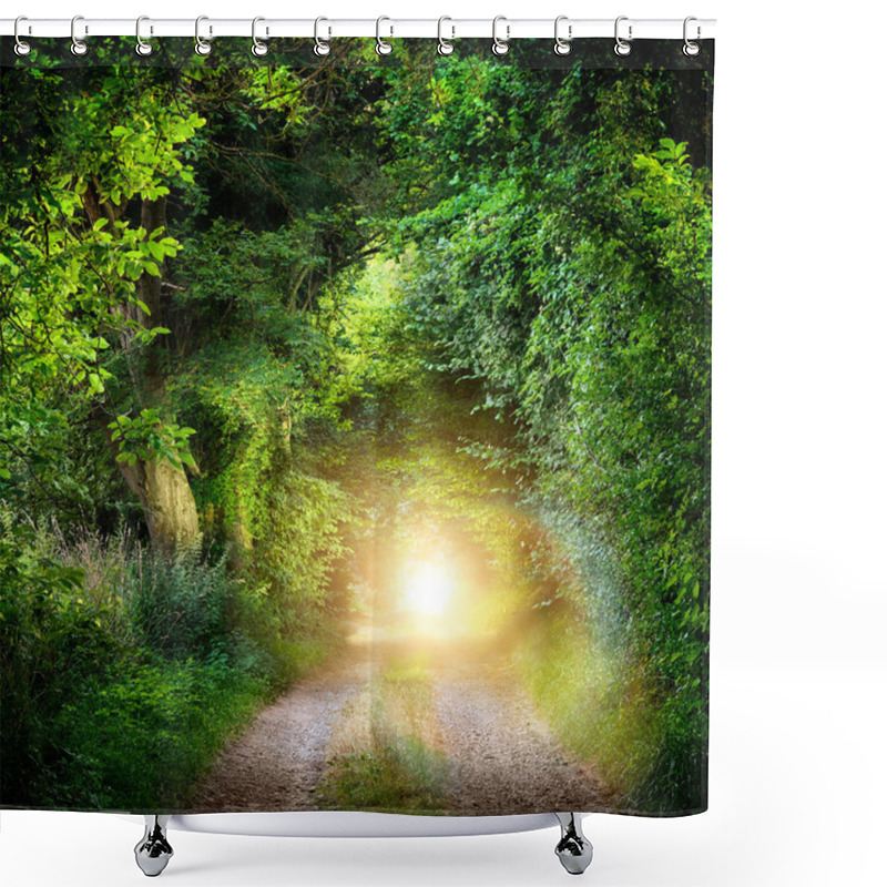 Personality  Tunnel Of Trees Leading To Light Shower Curtains