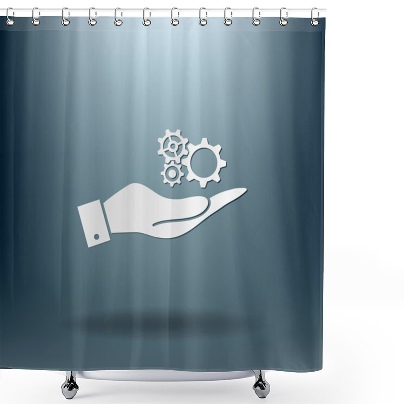 Personality  Hand Holding A Symbol Settings. Cogwheel Shower Curtains