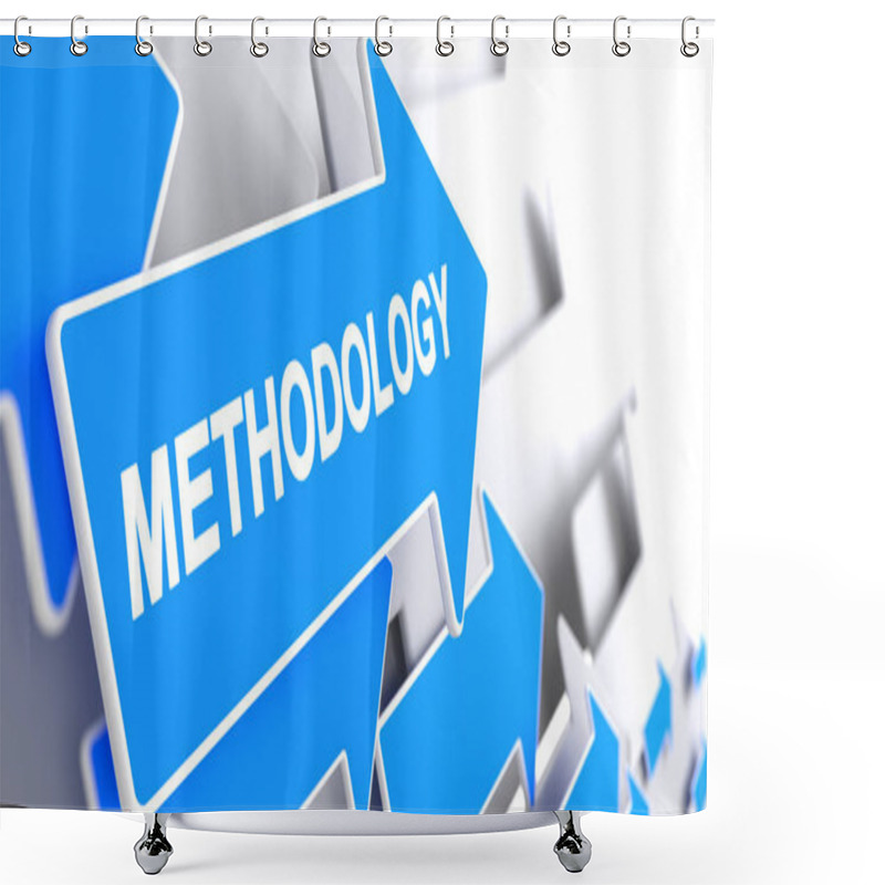 Personality  Methodology - Message On Blue Pointer. 3D. Shower Curtains