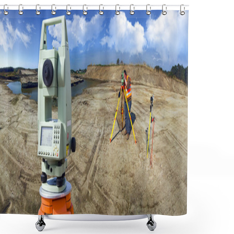 Personality  Theodolite Survey Outdoors Shower Curtains