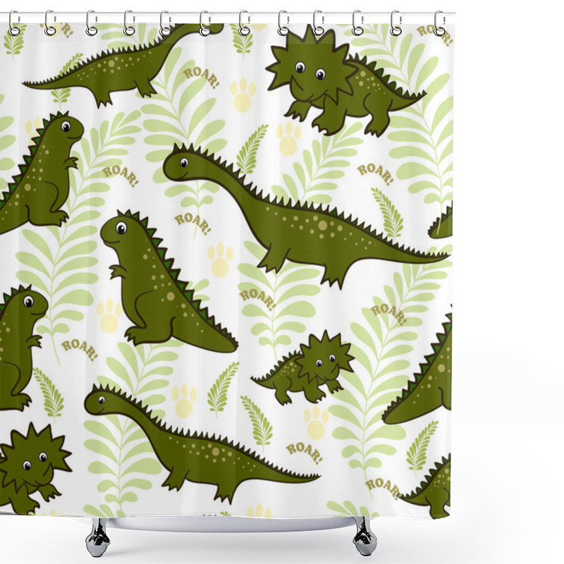 Personality  Seamless Baby Dinosaur Animal Illustration Background Pattern Shower Curtains