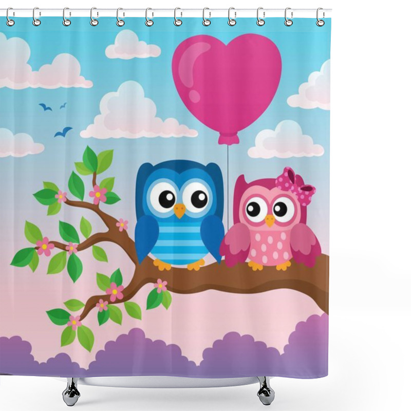 Personality  Valentine Owls Theme Image 2 Shower Curtains