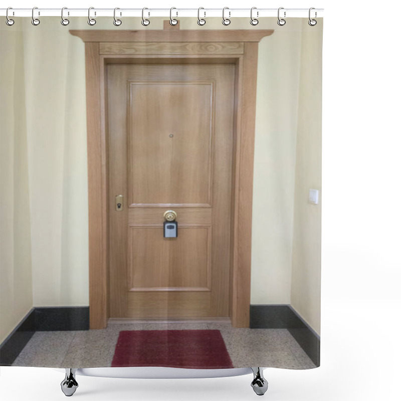 Personality  Tourist Flat Door With Hanging Key Box. Tourist Flats Concept Shower Curtains