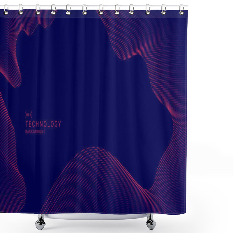 Personality  Abstract Dots Pattern Design Of Wavy Tech Design Template Decorative. Wavy Of Dots Cyan Elements Futuristic Copy Space Of Text Background. Illustration Vector Shower Curtains