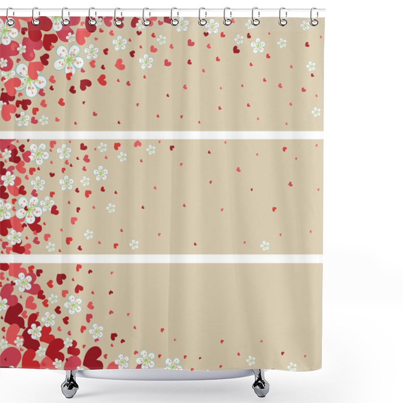 Personality  Banners  With Cherry Flowers And Hearts.Spring Design Shower Curtains